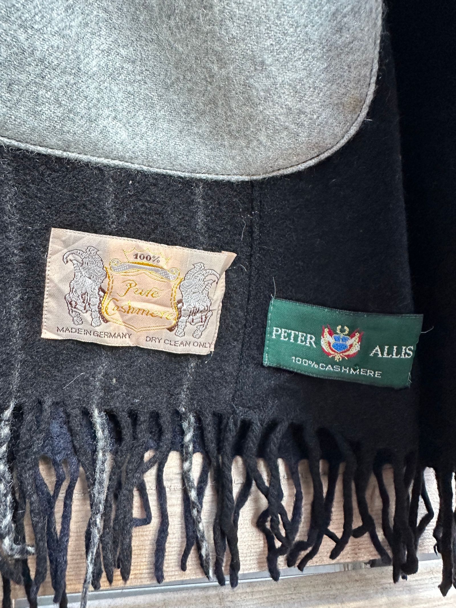 EDGE CARDIGAN / カシミヤマフラーリメイクカーディガン / ブラック②