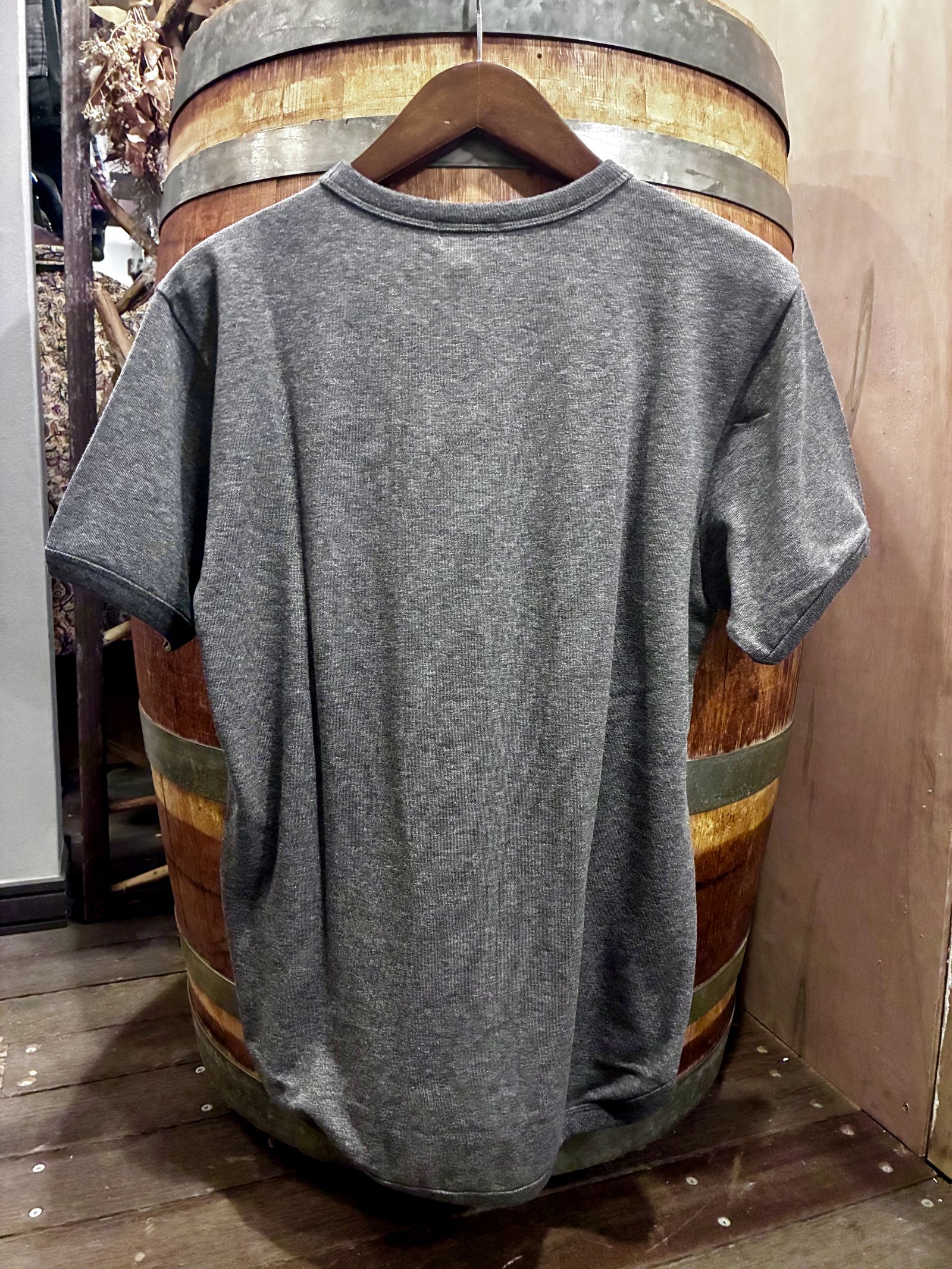 ミニ裏毛半袖リブTシャツ チャコール