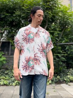 ALOHA SHIRTS “ ISLAND BLOOM ” /半袖レーヨンシャツ / アロハシャツ / ハワイアン / 月下美人 / SS39028 / オフホワイト (105)