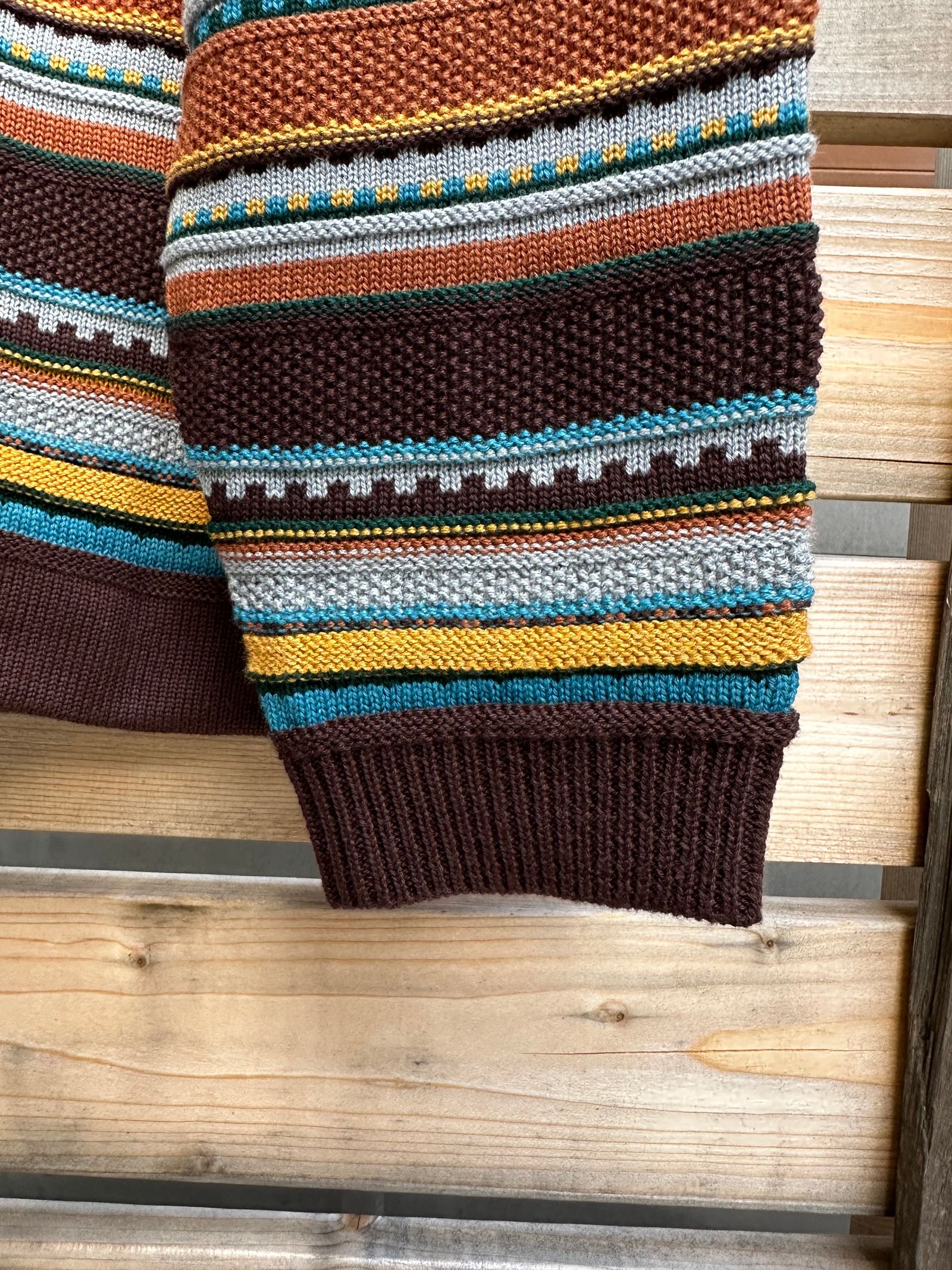 90's BORDER KNIT / グレー( ブラウン系 )
