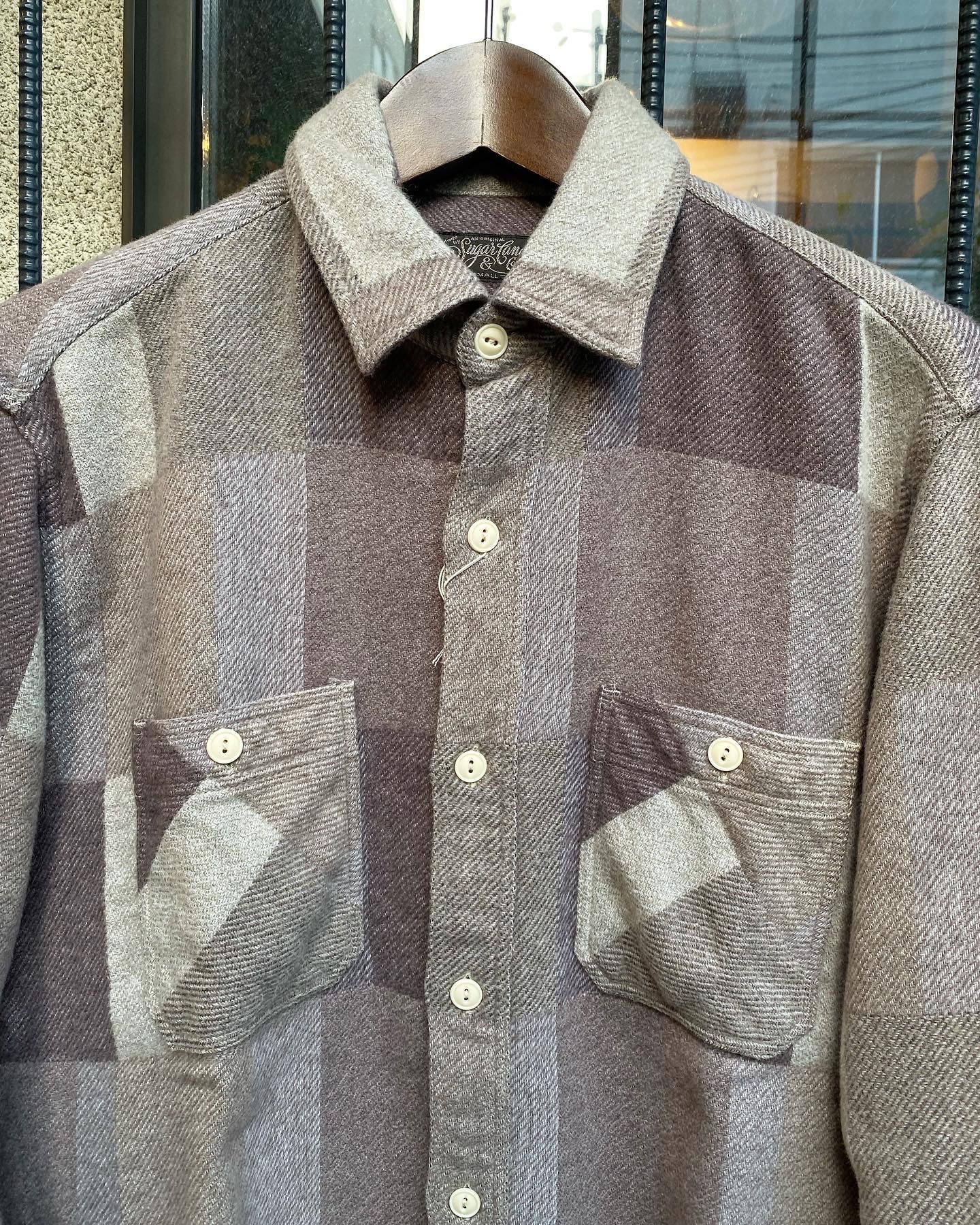 GRADATION PATCH WORK WORK SHIRT / ヘビーネルワークシャツ / ネルシャツ / チェックシャツ / パッチワーク /  BEIGE - S