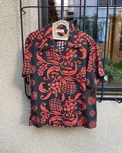 ISLAND PAREU DESIGN / 半袖レーヨンシャツ / アロハシャツ / ハワイアン / ボーダー / パレオ / ブラック(119) / SS38566