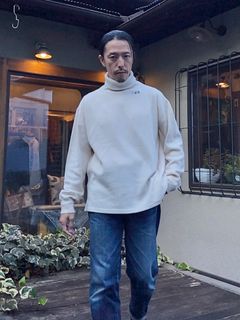 レイヤーステンシルBB ミリタリーサーマル タートルネック / NATURAL
