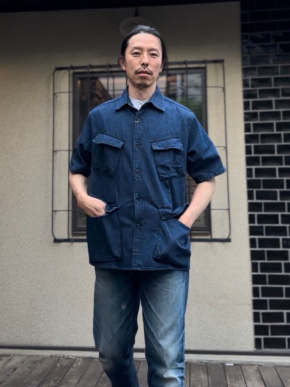 エフオービーファクトリー / FOB FACTORY / デニムファティーグS/Sシャツ