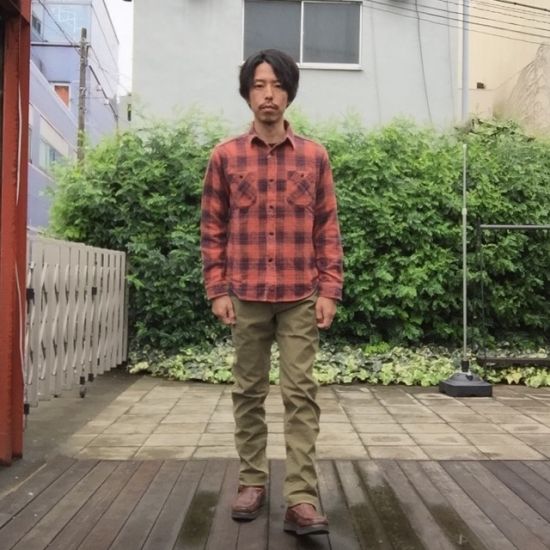SUGAR CANE シュガーケーン ツイルチェックワークシャツ SC27062 レッド