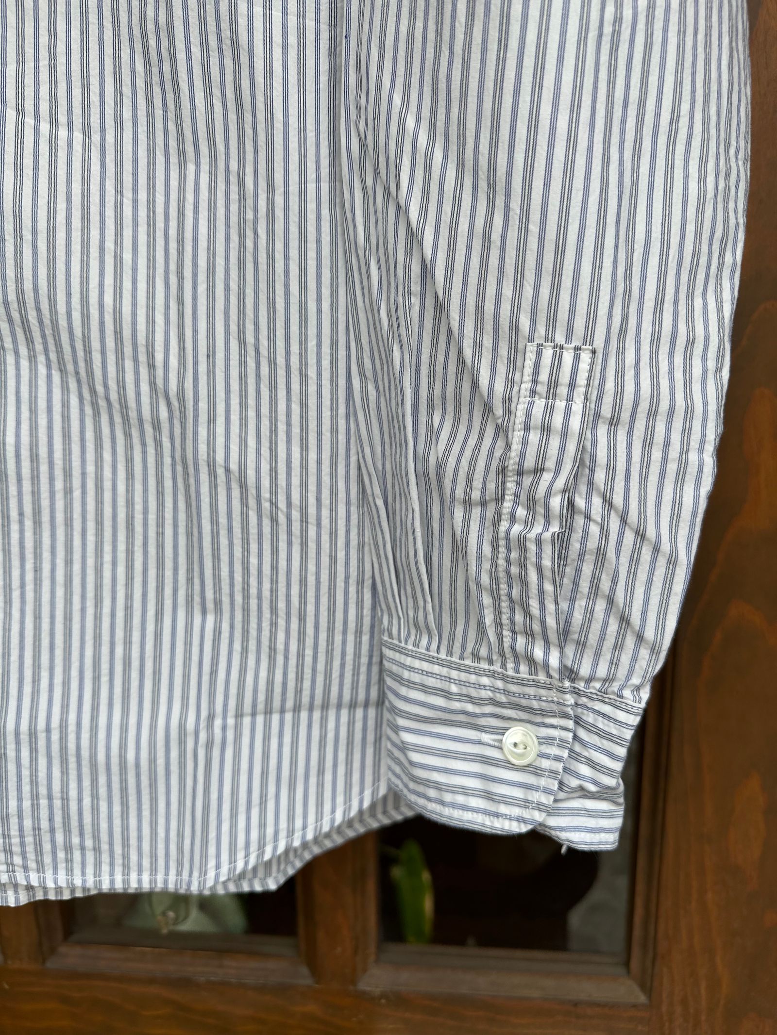 F3488 / STRIPE BAND COLLAR SHIRT / ストライプ バンドカラーシャツ / ホワイト