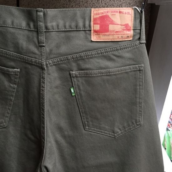 FOB FACTORY(エフオービー ファクトリー) ピケ5Pパンツ  オリーブ F1134