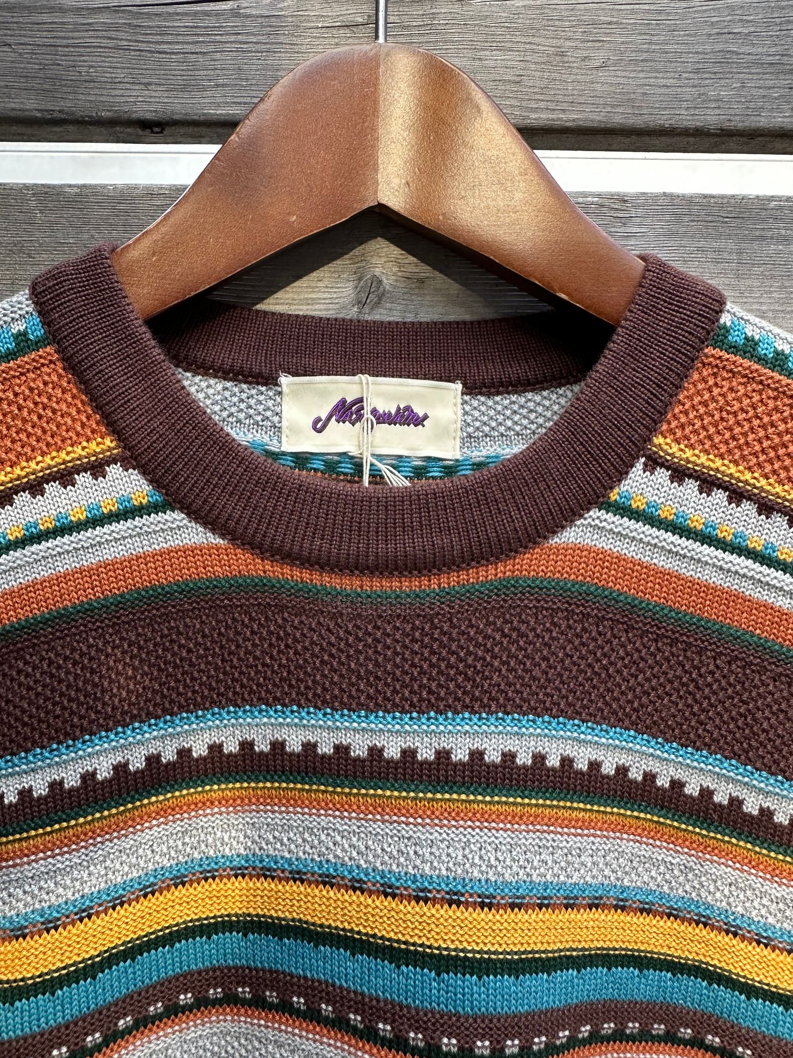 90's BORDER KNIT / グレー( ブラウン系 )