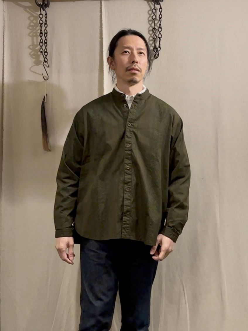 ナスングワム / ARTISAN SHIRT JACKET / バンドカラーシャツ / オリーブ