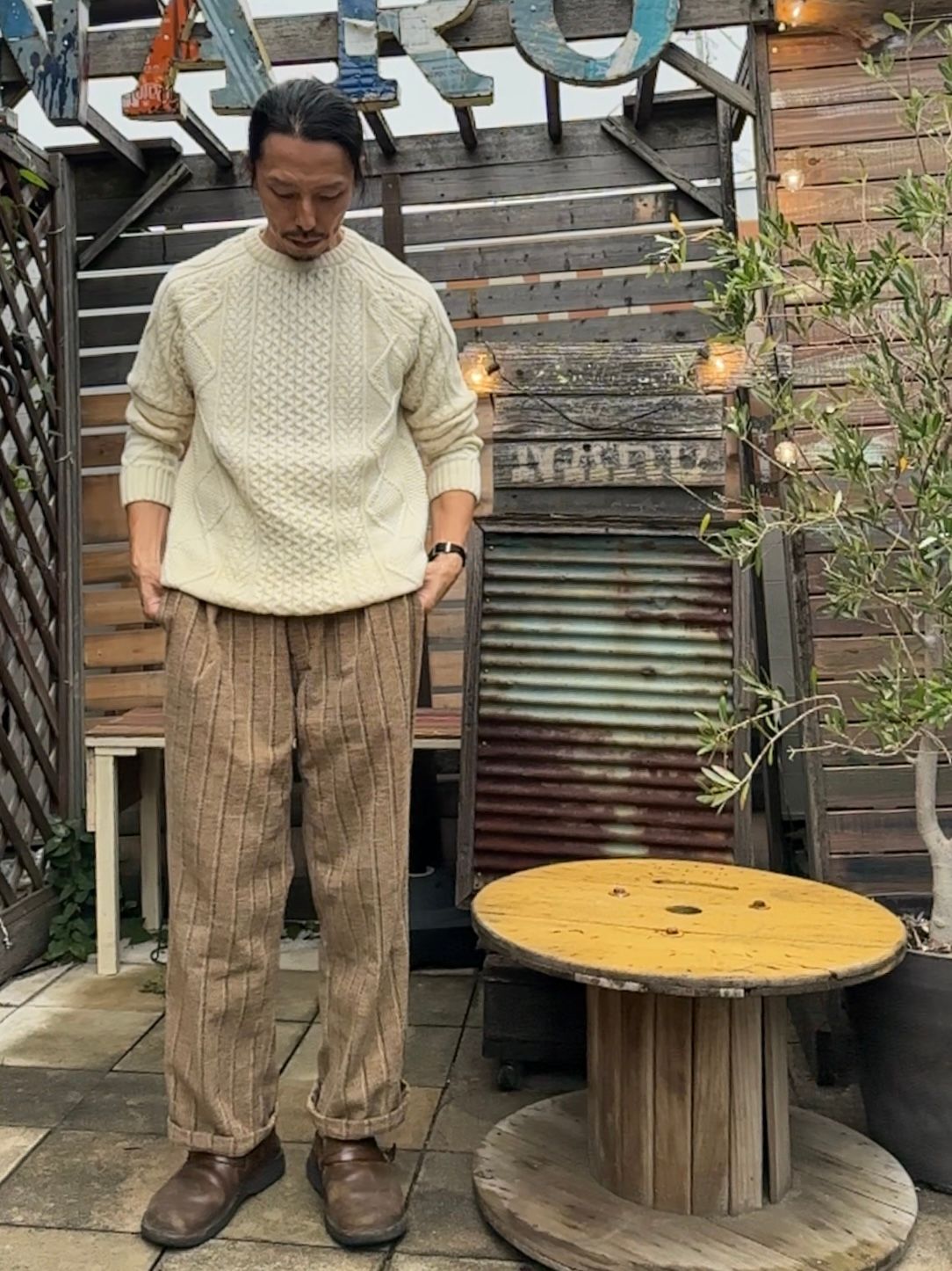 LUMBER TUCK PANTS / ストライプモールスキンイージーパンツ