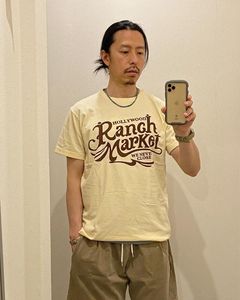 ハリウッドランチマーケット HOLLYWOOD RANCH MARKET / オールドスクエアロゴ Tシャツ ナチュラル