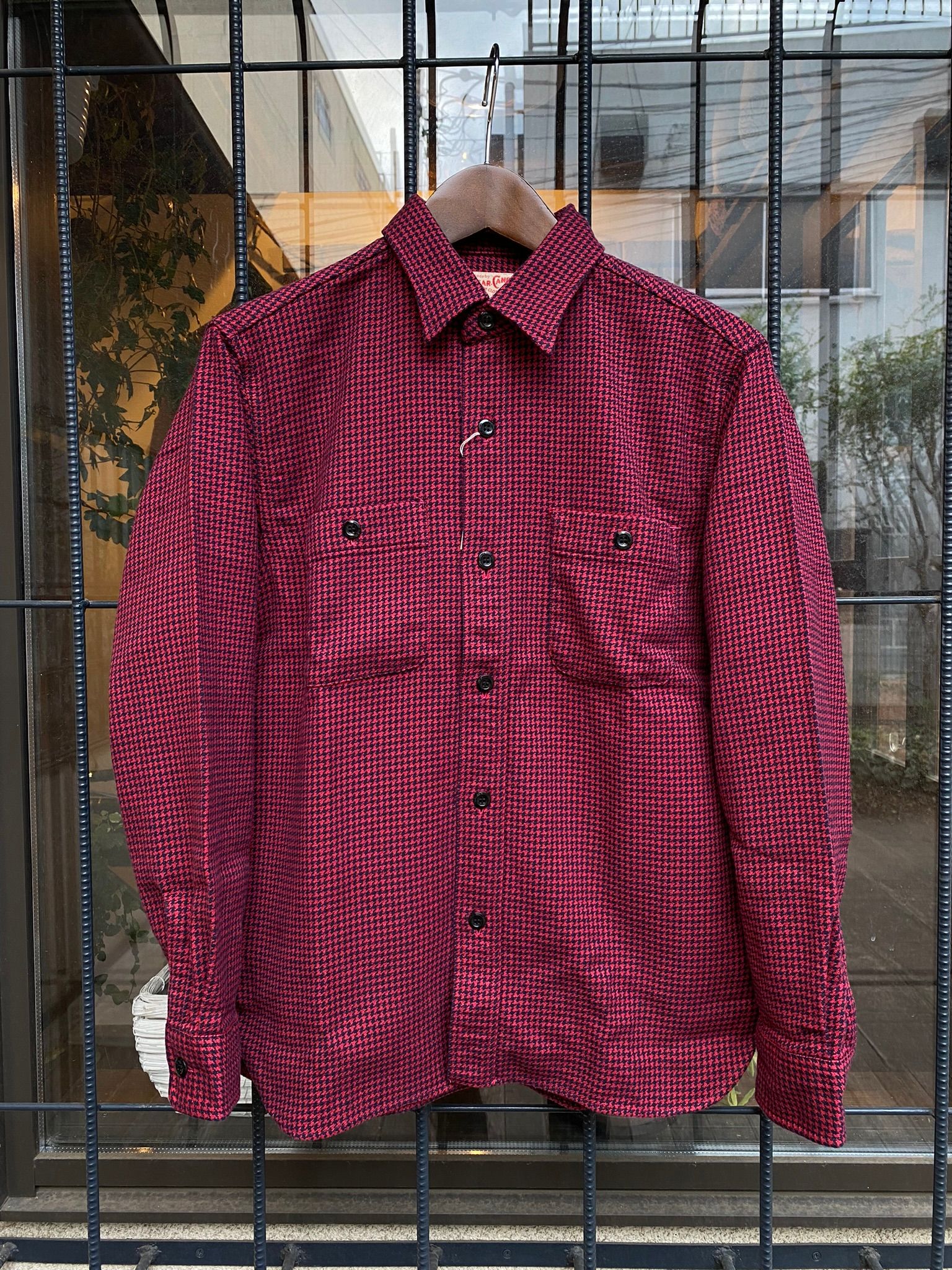 SC28953 / TWILL CHECK WORK SHIRT / ヘビーネルワークシャツ / ネルシャツ / チェックシャツ / ハウンドトゥース / 千鳥格子 / RED(165)