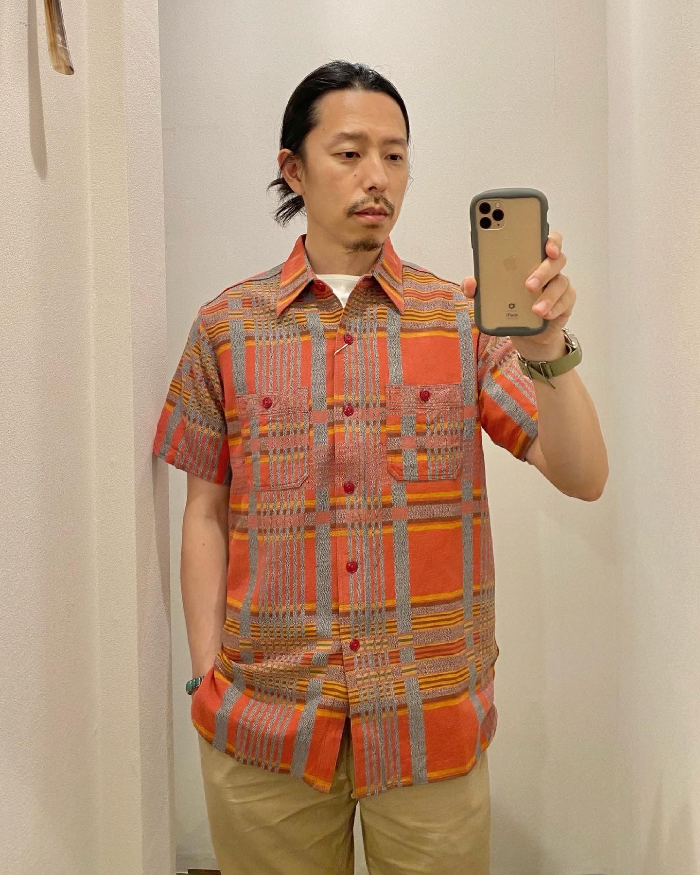 シュガーケーン / TWIST MOCK DOBBY CHECK S/S WORK SHIRT / 半袖ワークシャツ / チェックシャツ / レッド