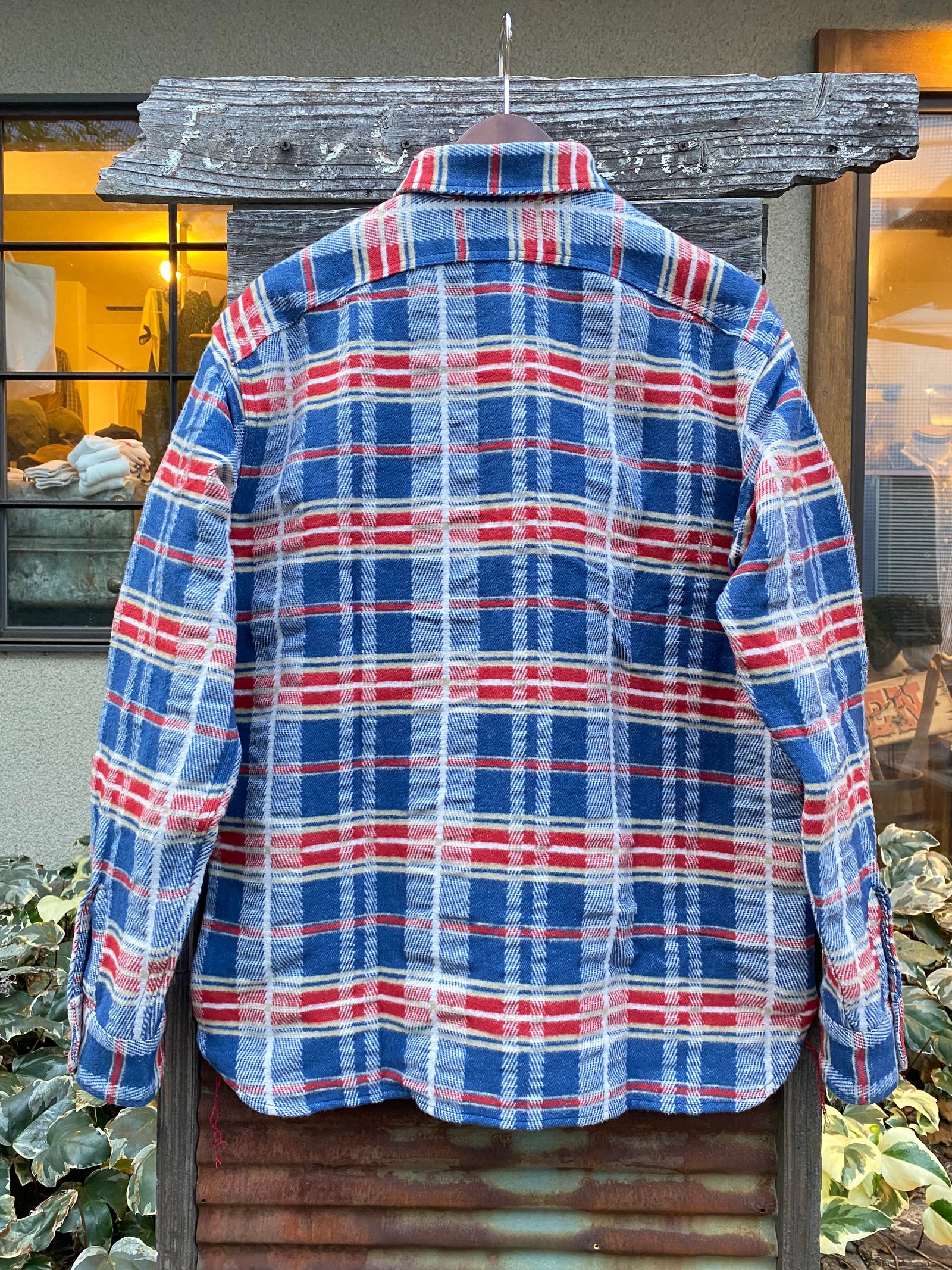FICTION ROMANCE FANCY TWILL & DOUBLE WEAVE WORK SHIRT / ヘビーネルワークシャツ / ネルシャツ / チェックシャツ / NAVY (128)