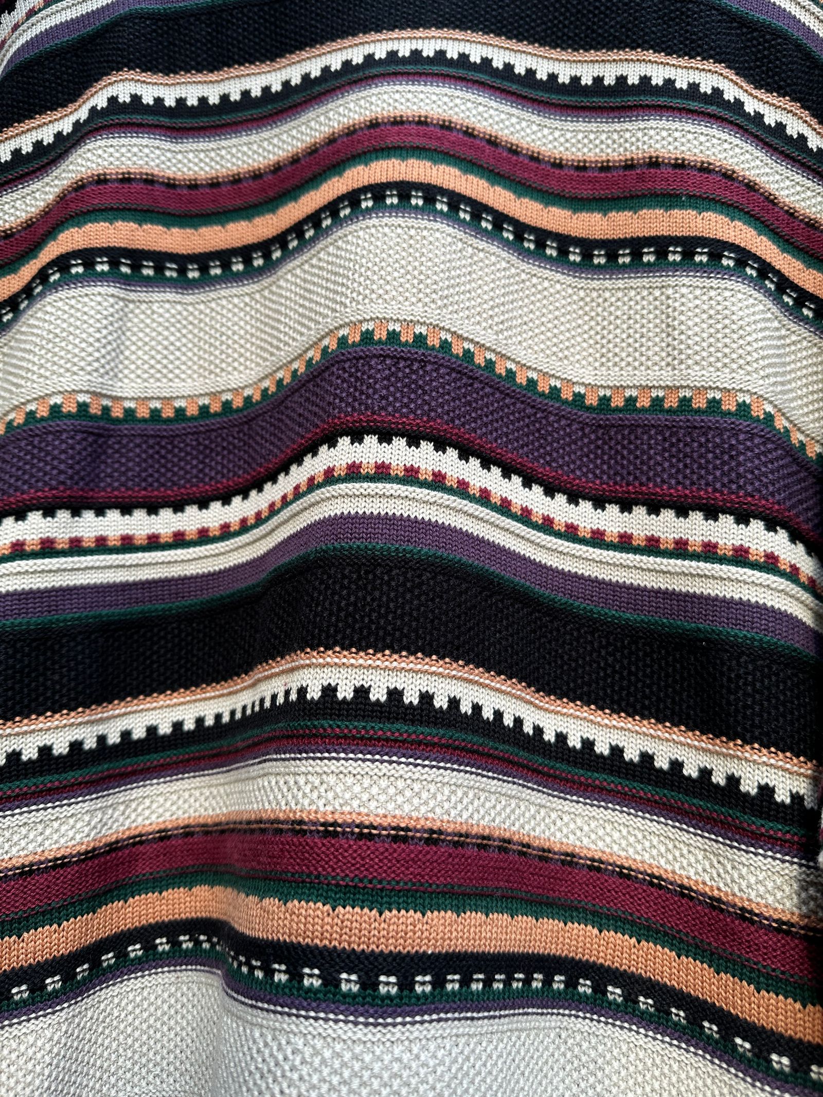 90's BORDER KNIT / ベージュ( パープル系 )