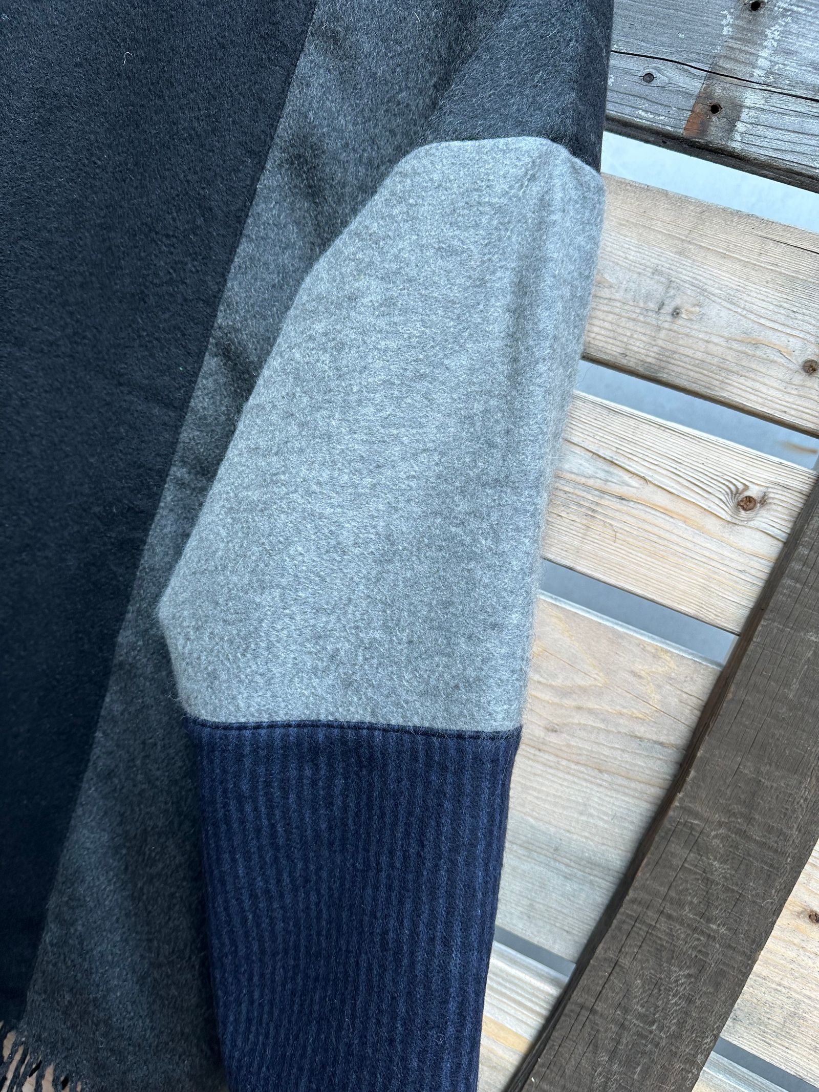 EDGE CARDIGAN / カシミヤマフラーリメイクカーディガン / ブラック②