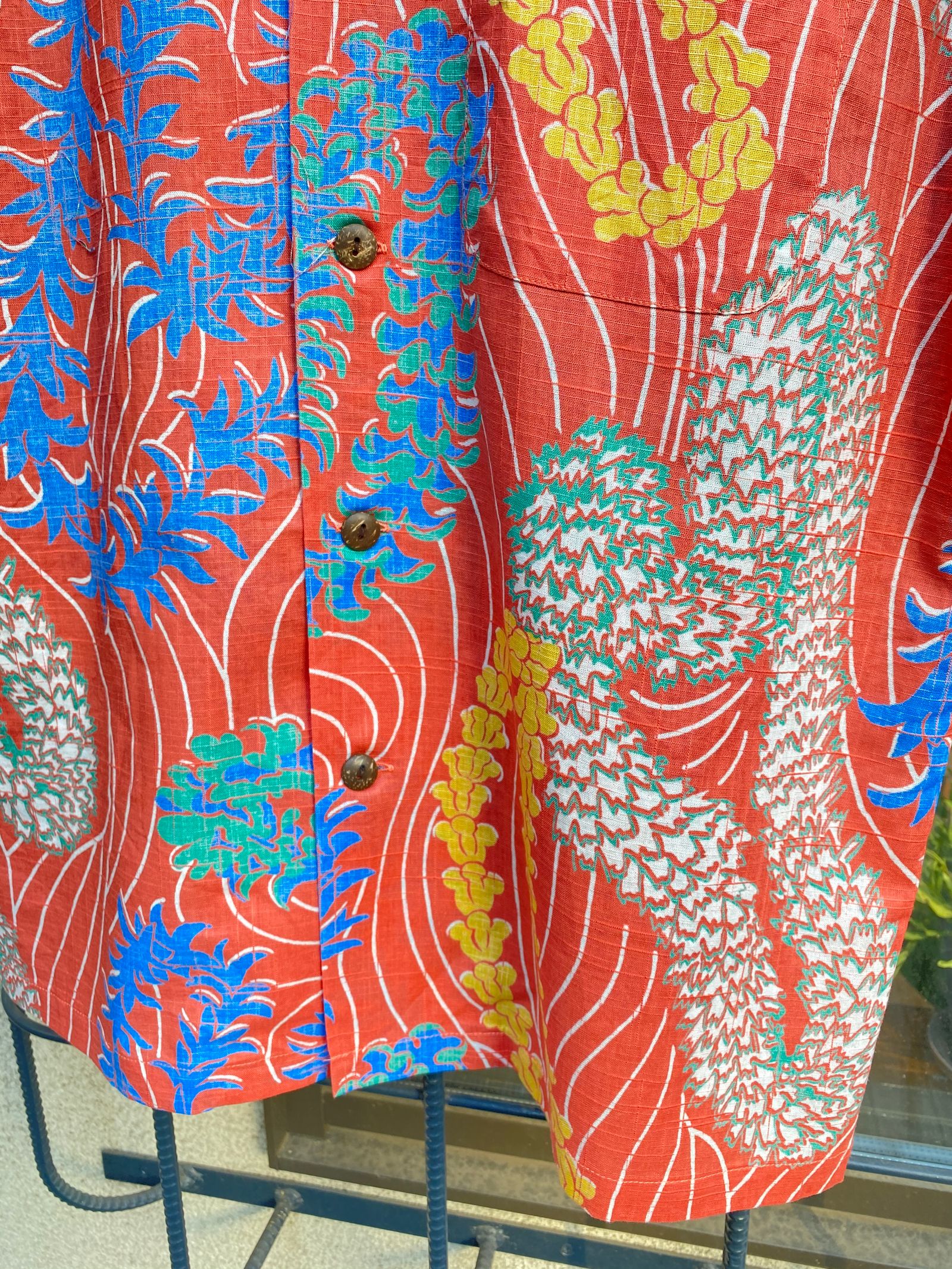LEI HAWAIIAN STYLE / コットンリネン / 半袖 / アロハシャツ / ハワイアン / ボーダー / ジョン・メイグス / レッド(165) / SS38688
