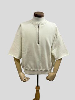 LW Half Zip Chop Sleeve / ハーフジップ 半袖スウェット / ホワイト / ユニゾンスペシャル
