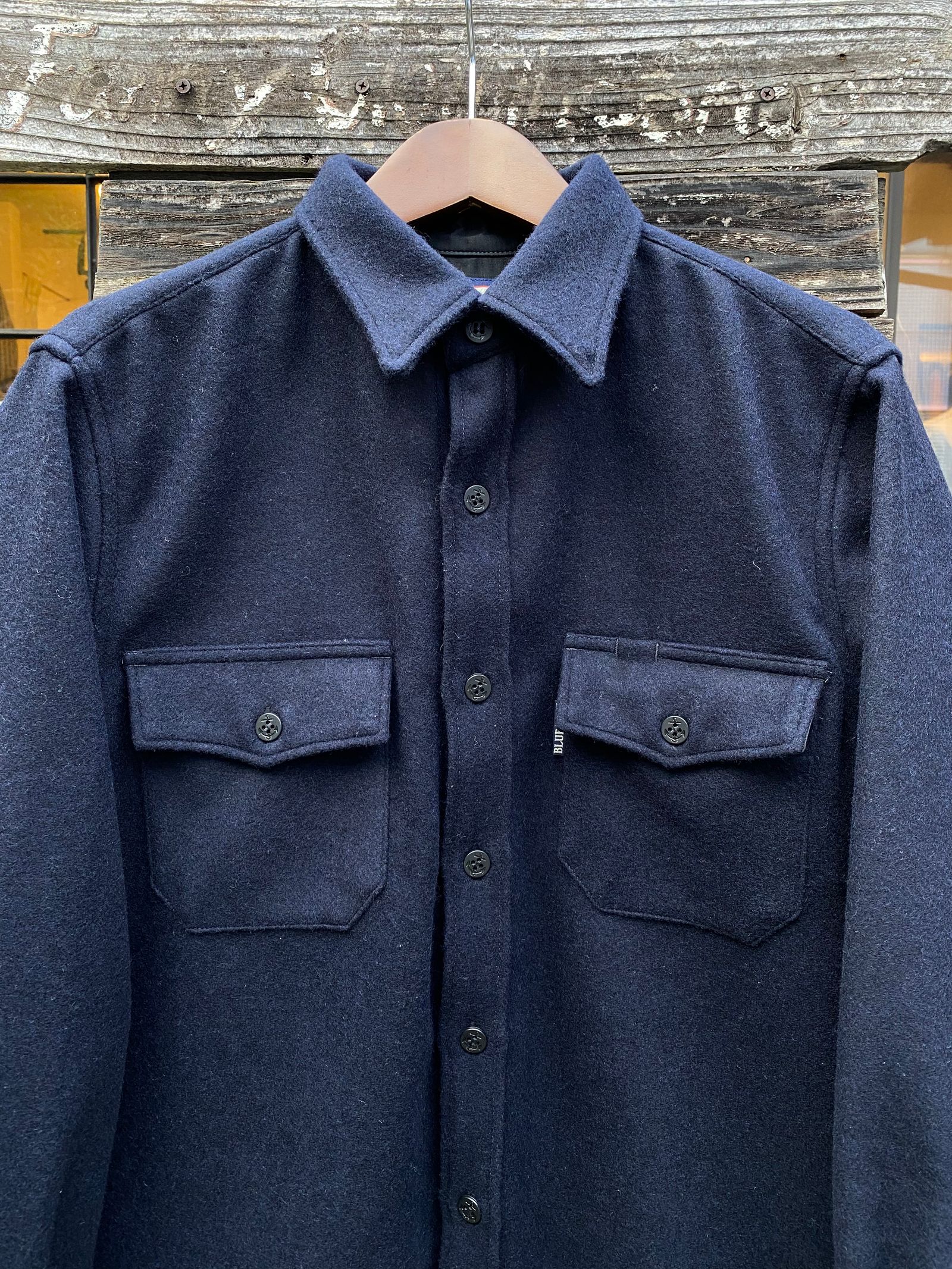 BLUE BLUE - ブラッシュドウールモッサ CPOシャツ / NAVY | NARO CLOTHING