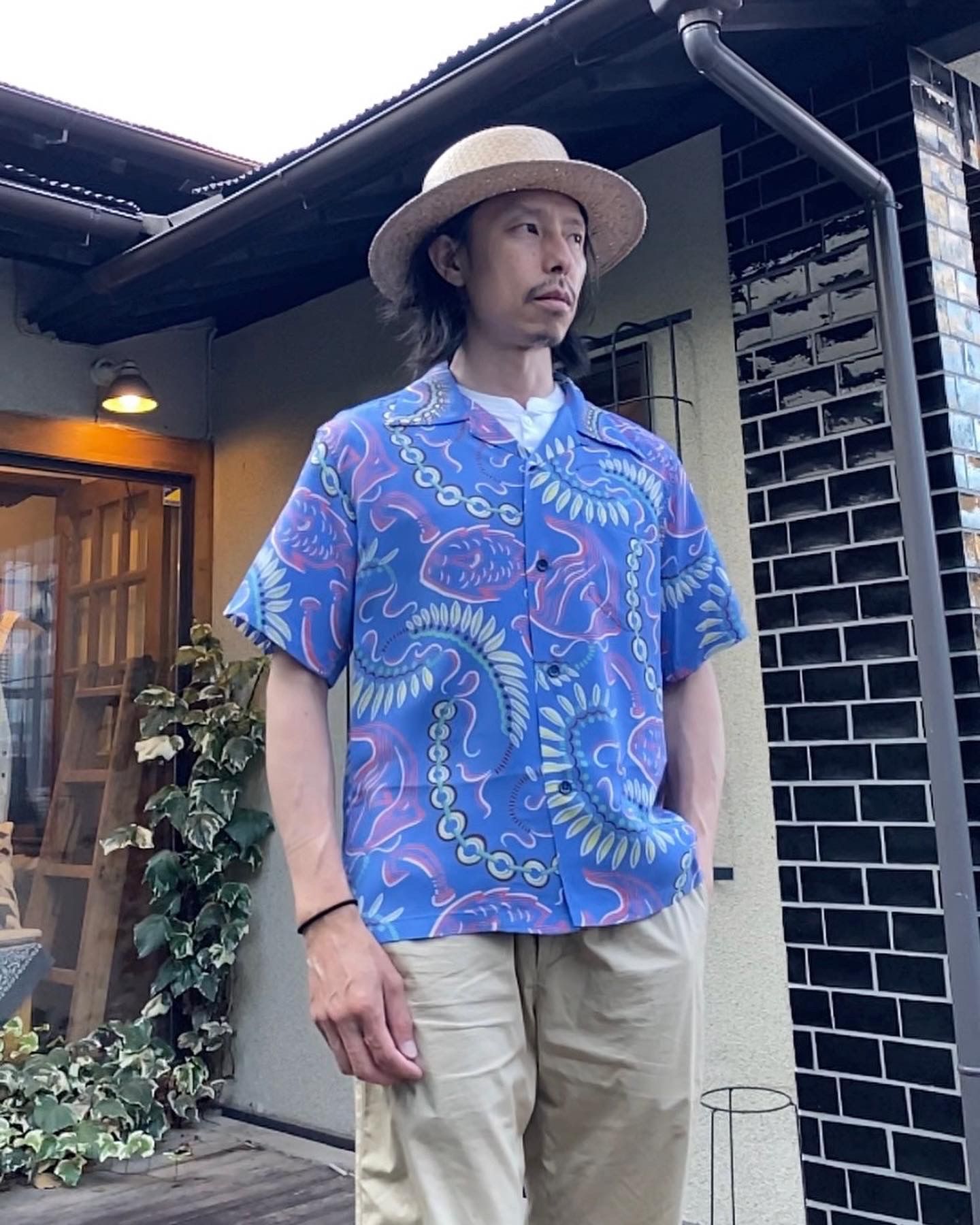 PARADISE PICTOGRAPH /半袖レーヨンシャツ / アロハシャツ / ハワイアン / SS38811 / ブルー(125)