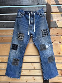 SASHIKO EASY DENIM PANTS / サシコイージーデニムパンツ  BLUE / L