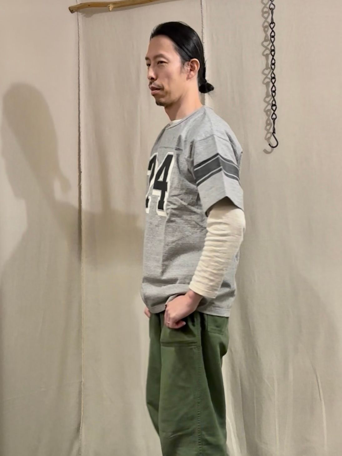 WHITESVILLE / ホワイツビル 14/- HALF SLEEVE FOOTBALL T-SHIRT  W/PRINT/ ナンバリング半袖フットボールTシャツ / WV79156 ヘザーグレー(113)
