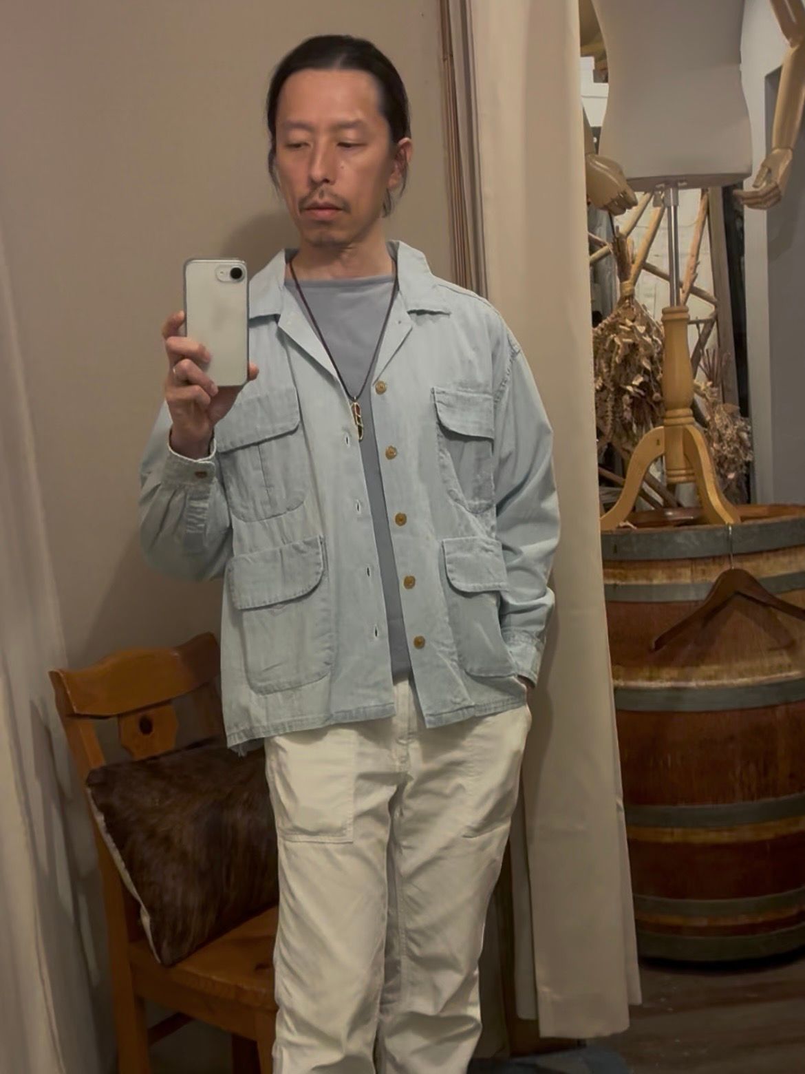 IMPRESTORE / "PORTMAN " LS / オープンカラーシャツ / シャンブレー