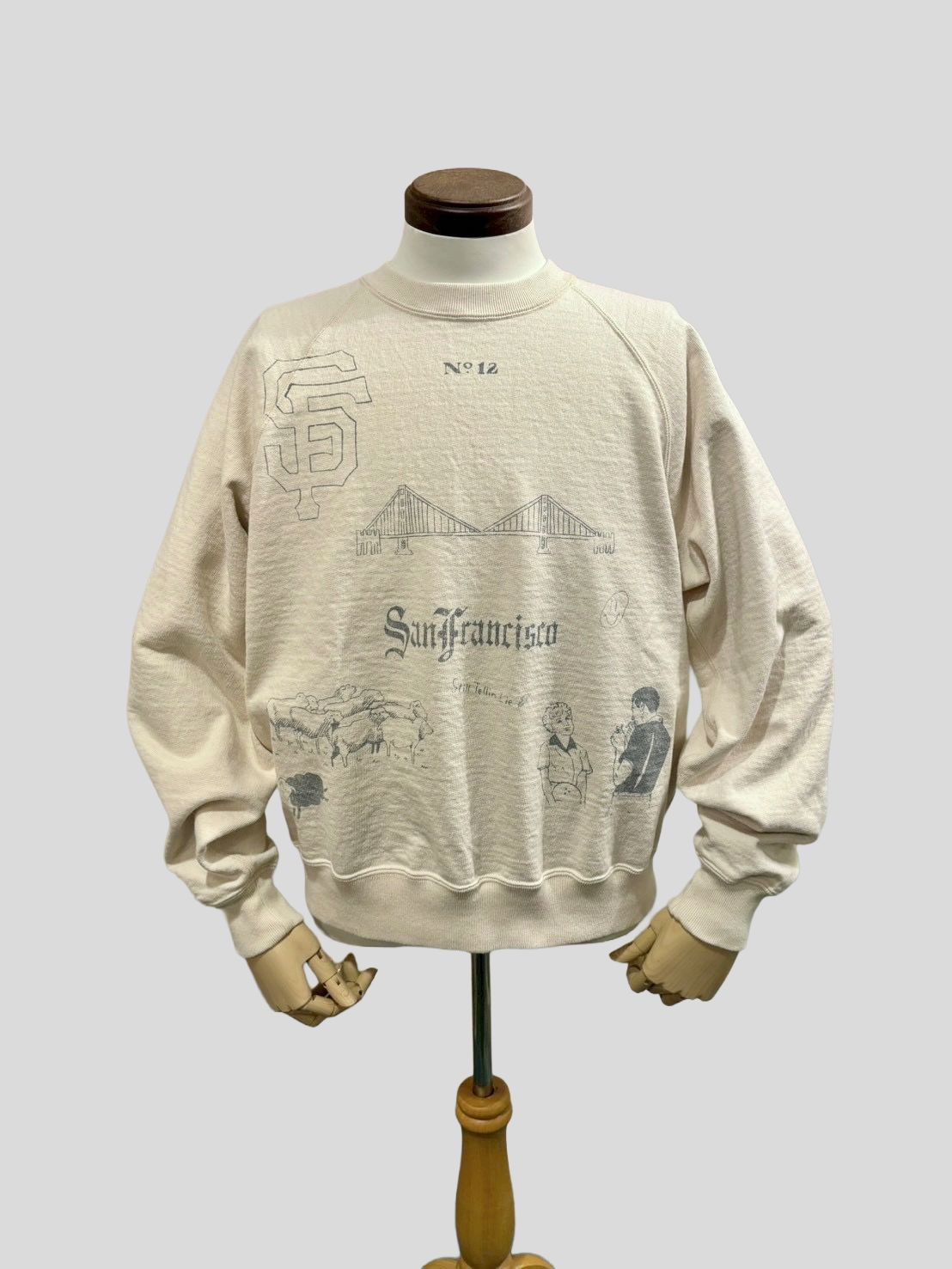 No,10 Crew(Sanfransisco) クルーネックスウェット サンフランシスコ / ナチュラル / UNISON SPECIAL ユニゾンスペシャル