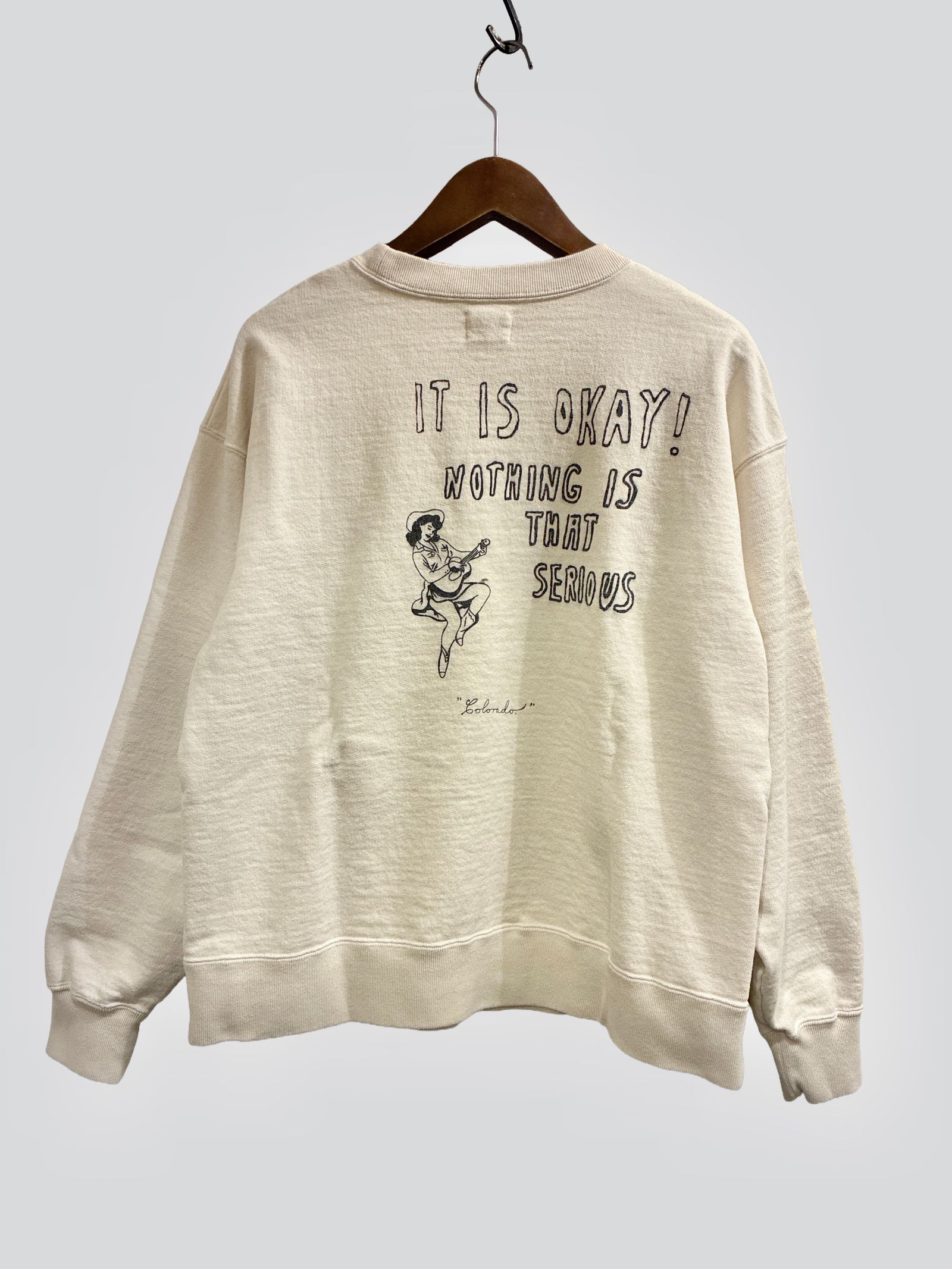 ビッグジョン / ハンドレタリングプリント クルーネックスウェットシャツ/ ナチュラル / MTE013[Hand- paint style] CREWNECK SWEATSHIRT