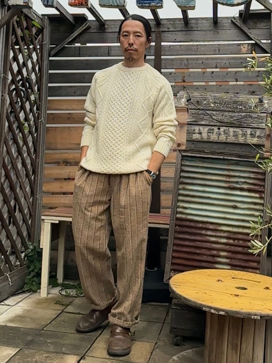 LUMBER TUCK PANTS / ストライプモールスキンイージーパンツ
