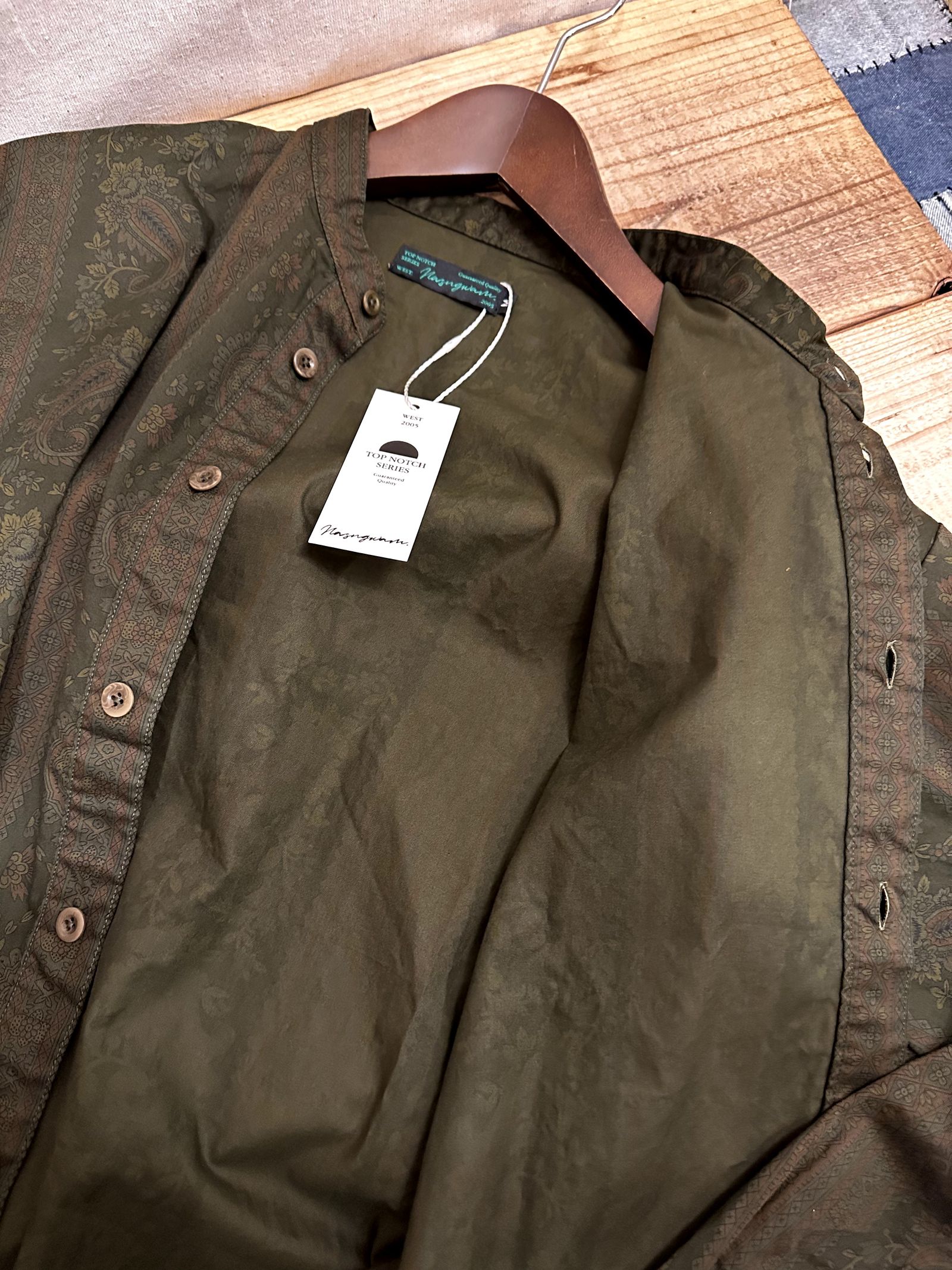 ナスングワム / ARTISAN SHIRT JACKET / バンドカラーシャツ / オリーブ