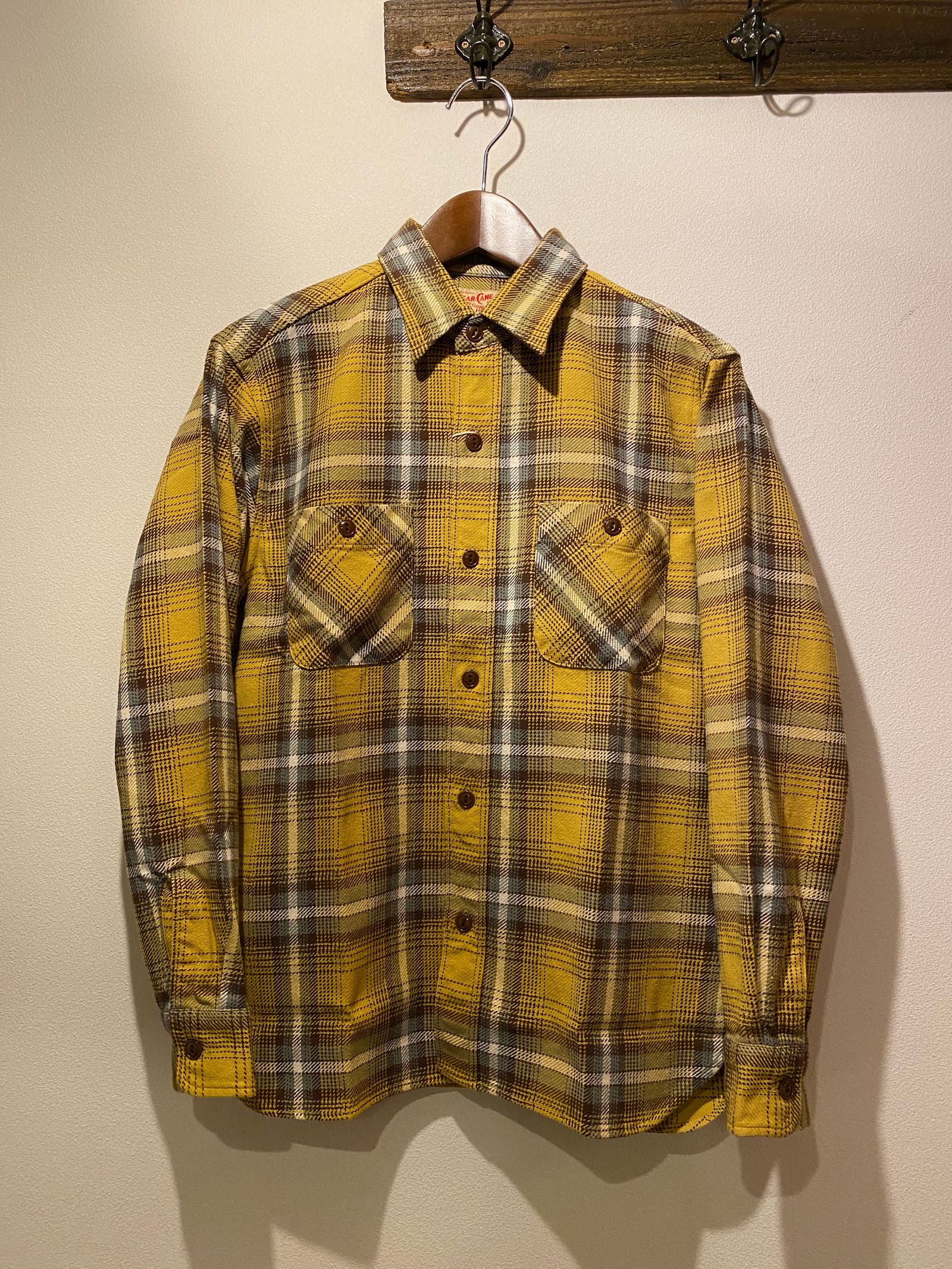 SC28957 / TWILL CHECK WORK SHIRT / ヘビーネルワークシャツ / ネルシャツ / チェックシャツ / YELLOW (155)