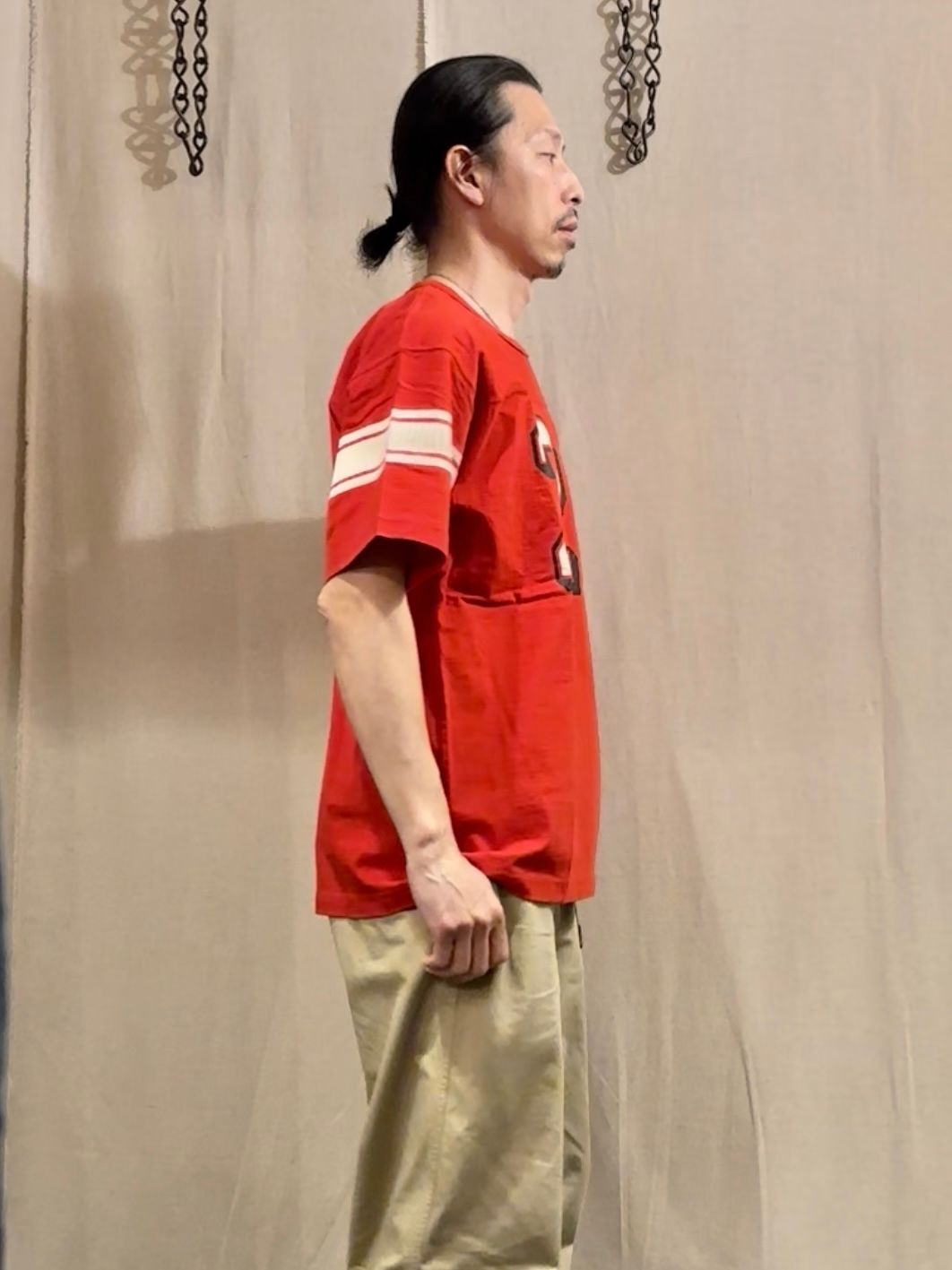 WHITESVILLE / ホワイツビル 14/- HALF SLEEVE FOOTBALL T-SHIRT  W/PRINT/ ナンバリング半袖フットボールTシャツ / WV79156 レッド(165)