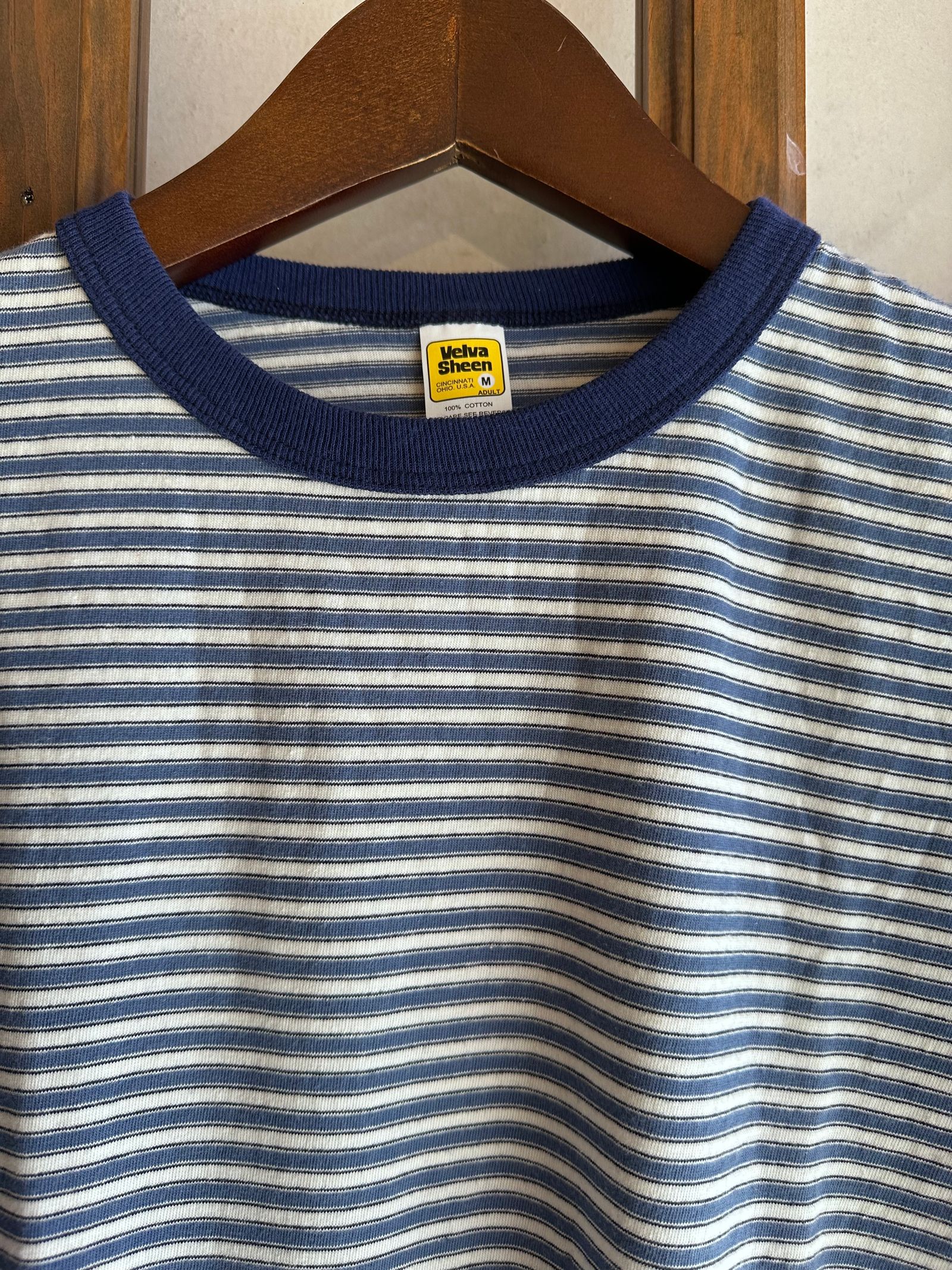 LATE 90's DEADSTOCK STRIPE TEE / マルチボーダーTシャツ / ブルー