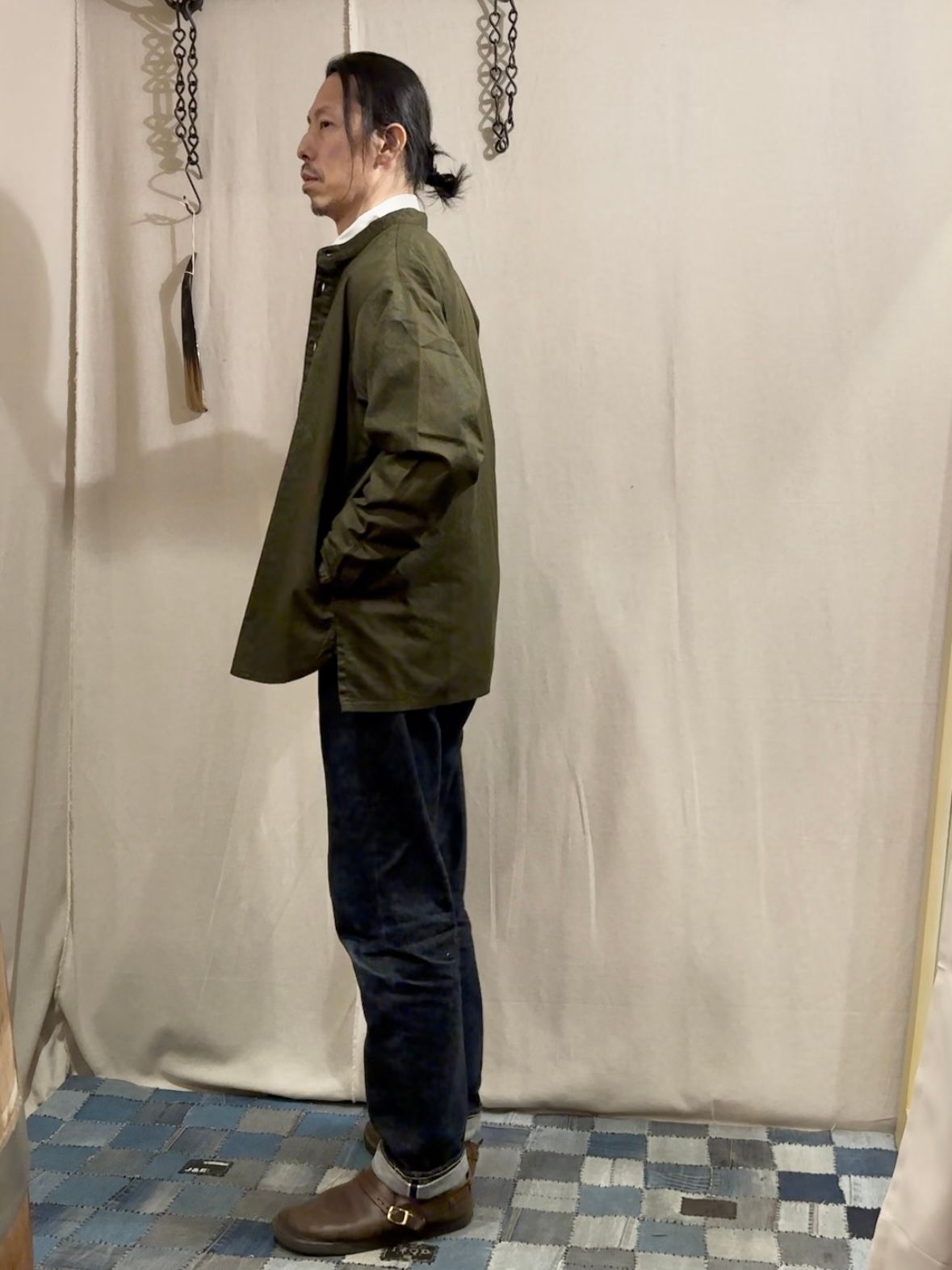ナスングワム / ARTISAN SHIRT JACKET / バンドカラーシャツ / オリーブ