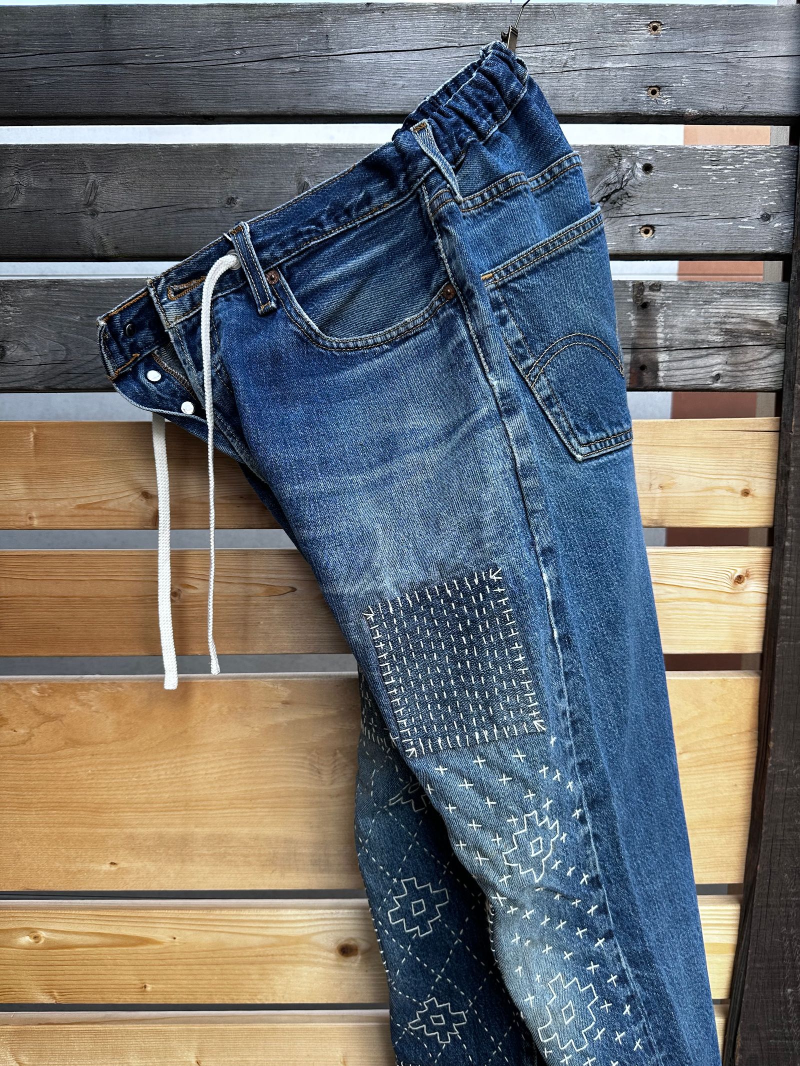 SASHIKO EASY DENIM PANTS / サシコイージーデニムパンツ  BLUE / M