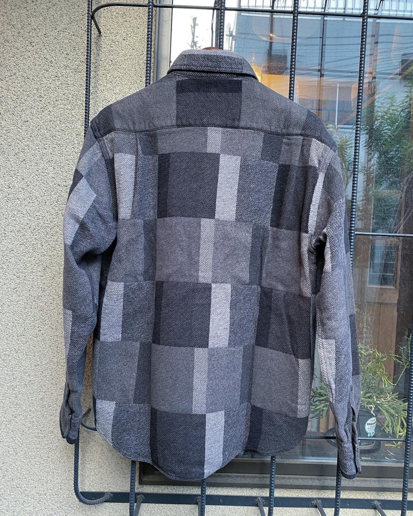 GRADATION PATCH WORK WORK SHIRT / ヘビーネルワークシャツ / ネルシャツ / チェックシャツ / パッチワーク / BLACK