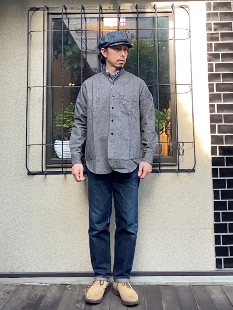 F3471 / C/L TWEED BAND COLLAR SHIRT / CLツイードバンドカラーシャツ / ブラック