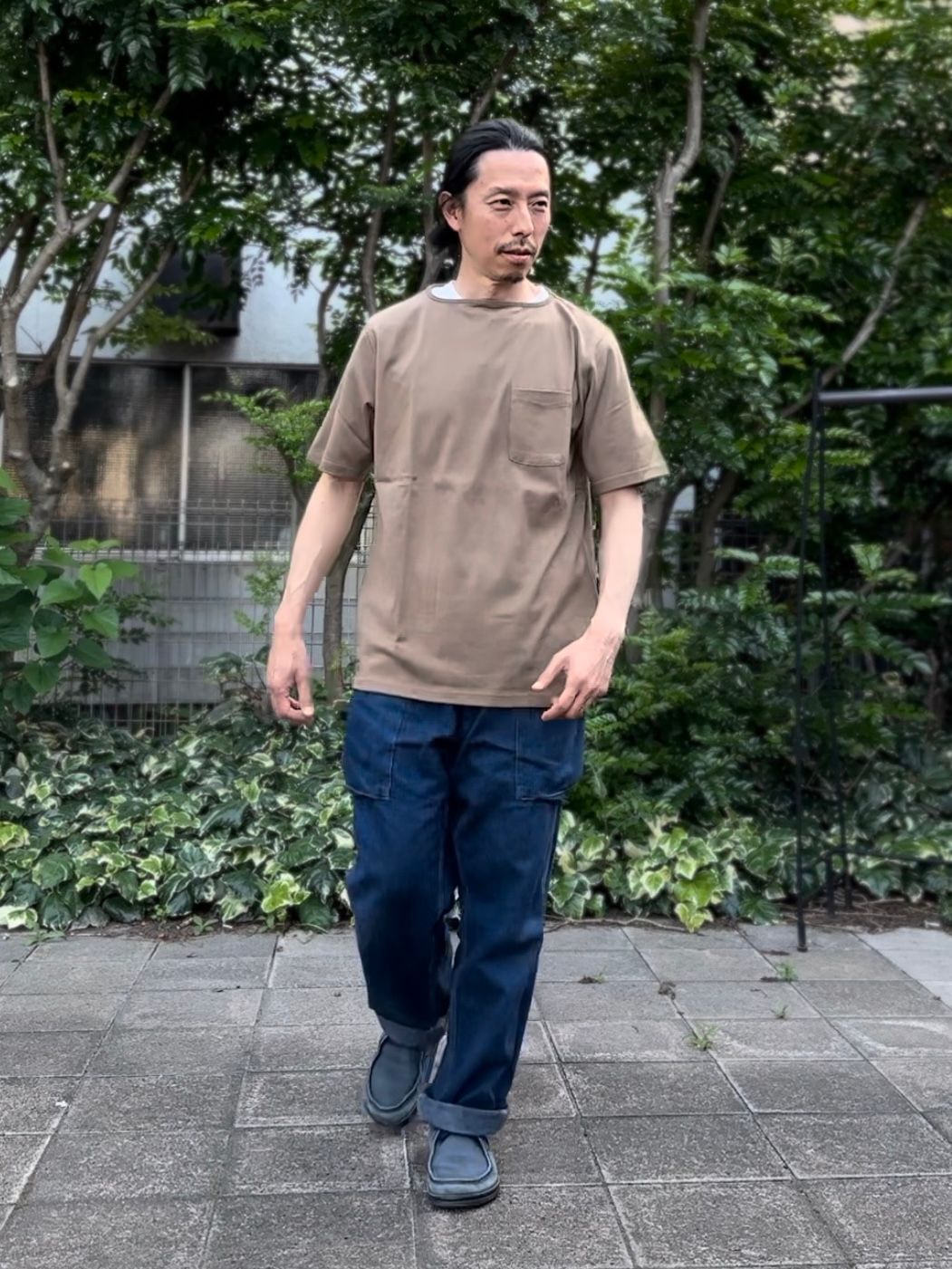 te500 / SUMMER KNIT PK T-SHIRTS / サマーニット / ポケットTシャツ / LT MOCA