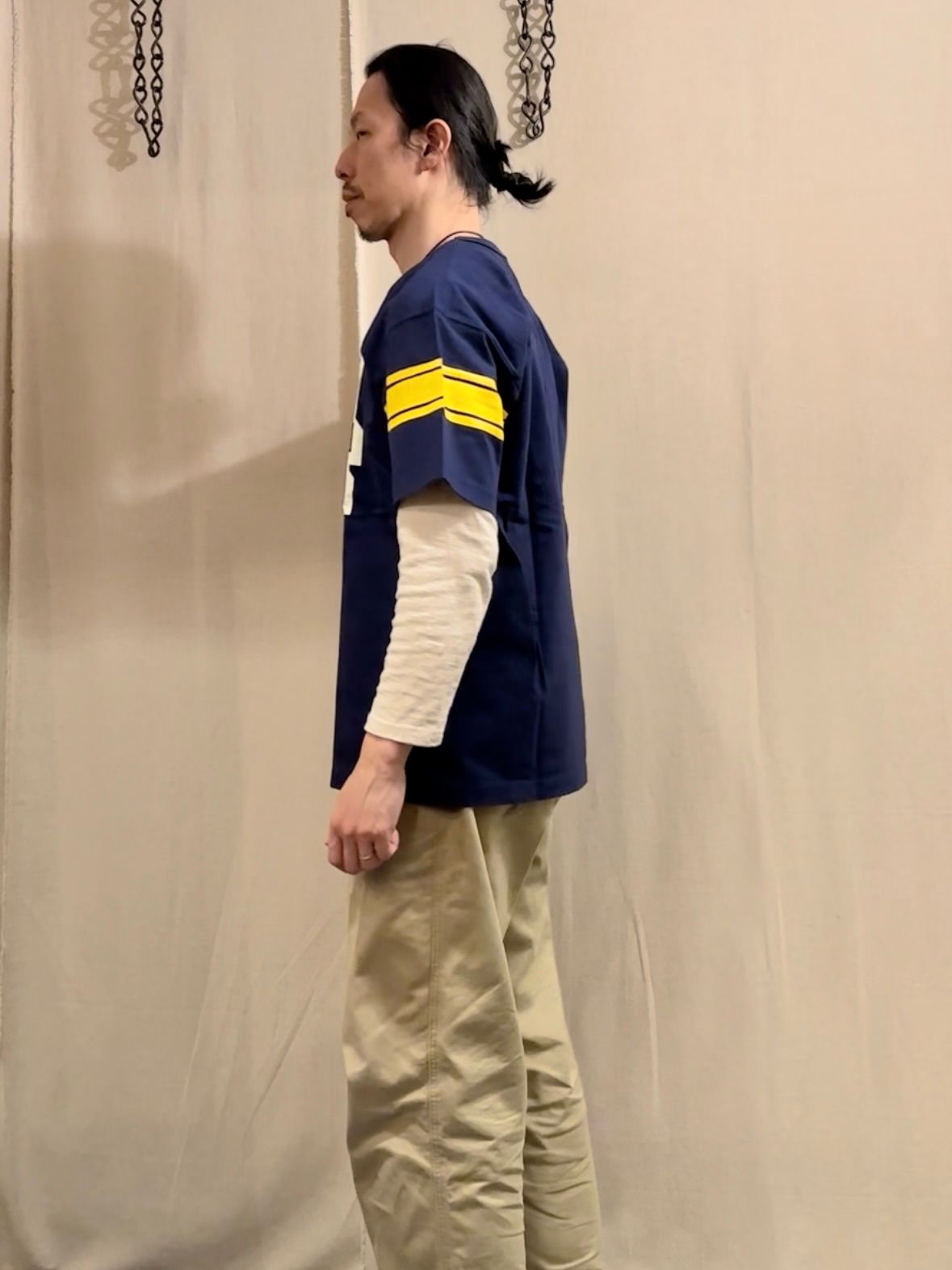 WHITESVILLE / ホワイツビル 14/- HALF SLEEVE FOOTBALL T-SHIRT  W/PRINT/ ナンバリング半袖フットボールTシャツ / WV79156 ネイビー(128)