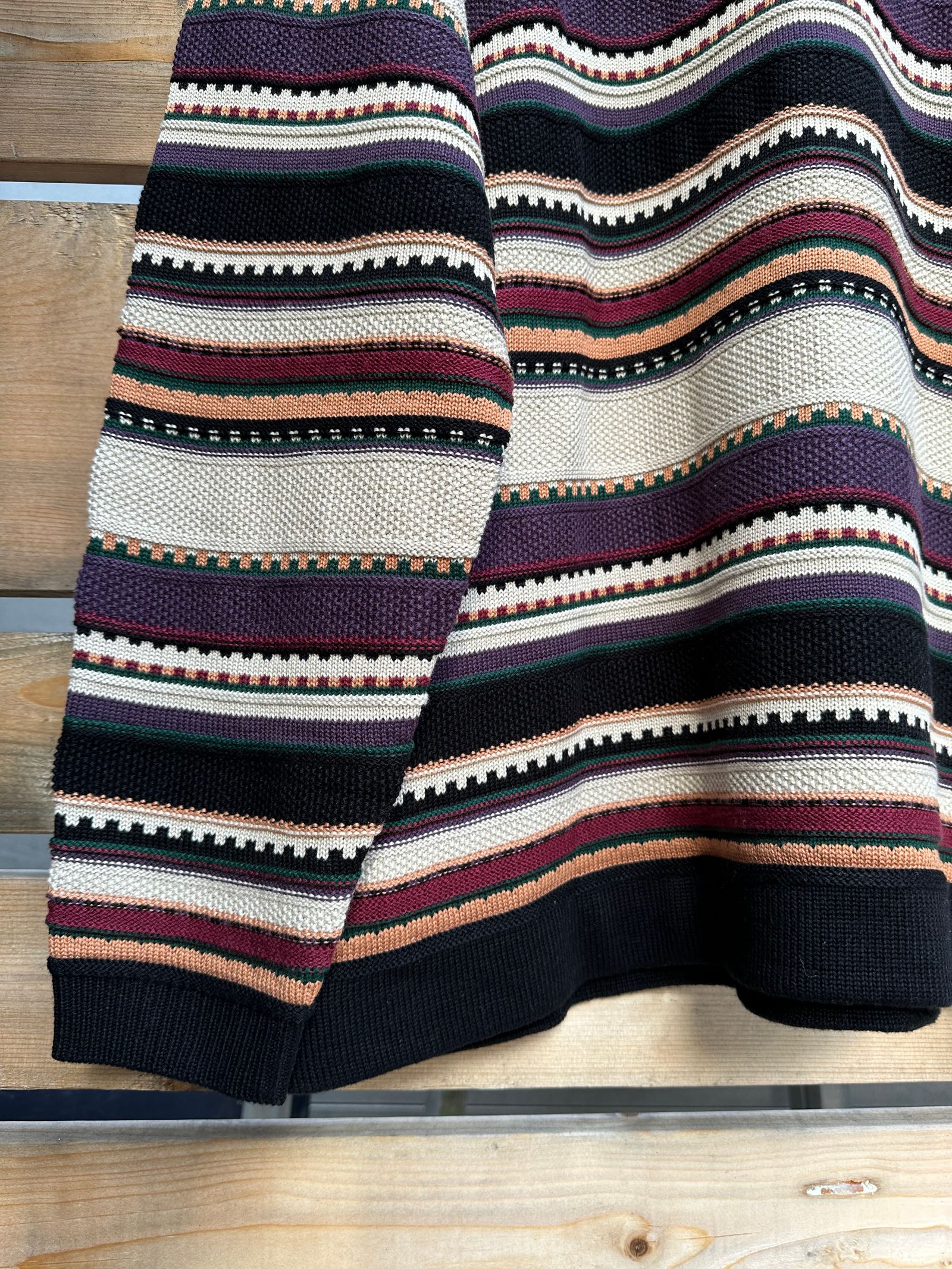 90's BORDER KNIT / ベージュ( パープル系 )
