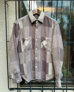 GRADATION PATCH WORK WORK SHIRT / ヘビーネルワークシャツ / ネルシャツ / チェックシャツ / パッチワーク / BEIGE