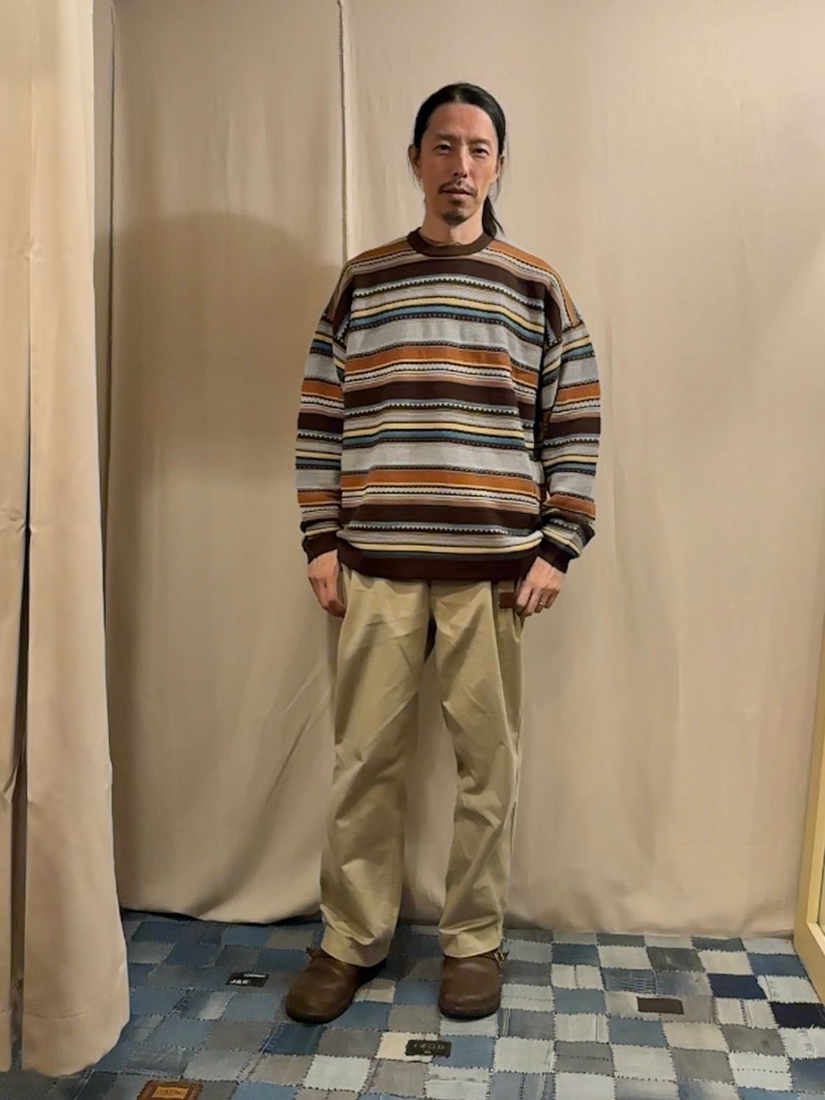 90's BORDER KNIT / グレー( ブラウン系 )