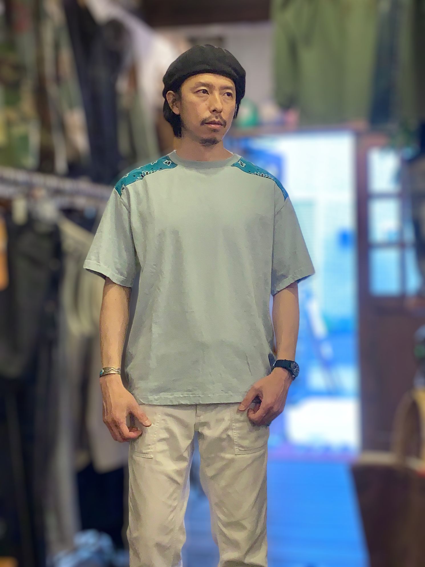 BANDANA TEE / バンダナTシャツ / サックス