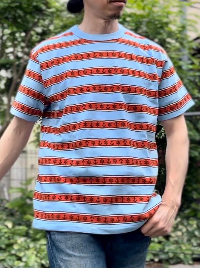 SC77706 / アンカーモチーフジャガード 半袖Tシャツ / サックス