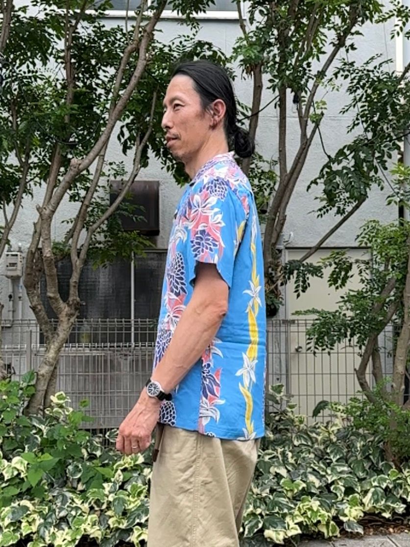 ALOHA SHIRTS “BLOOMS OF TORCH FLOWER”/半袖レーヨンシャツ / アロハシャツ / ハワイアン / トーチジンジャー / SS39024 / ブルー (125)