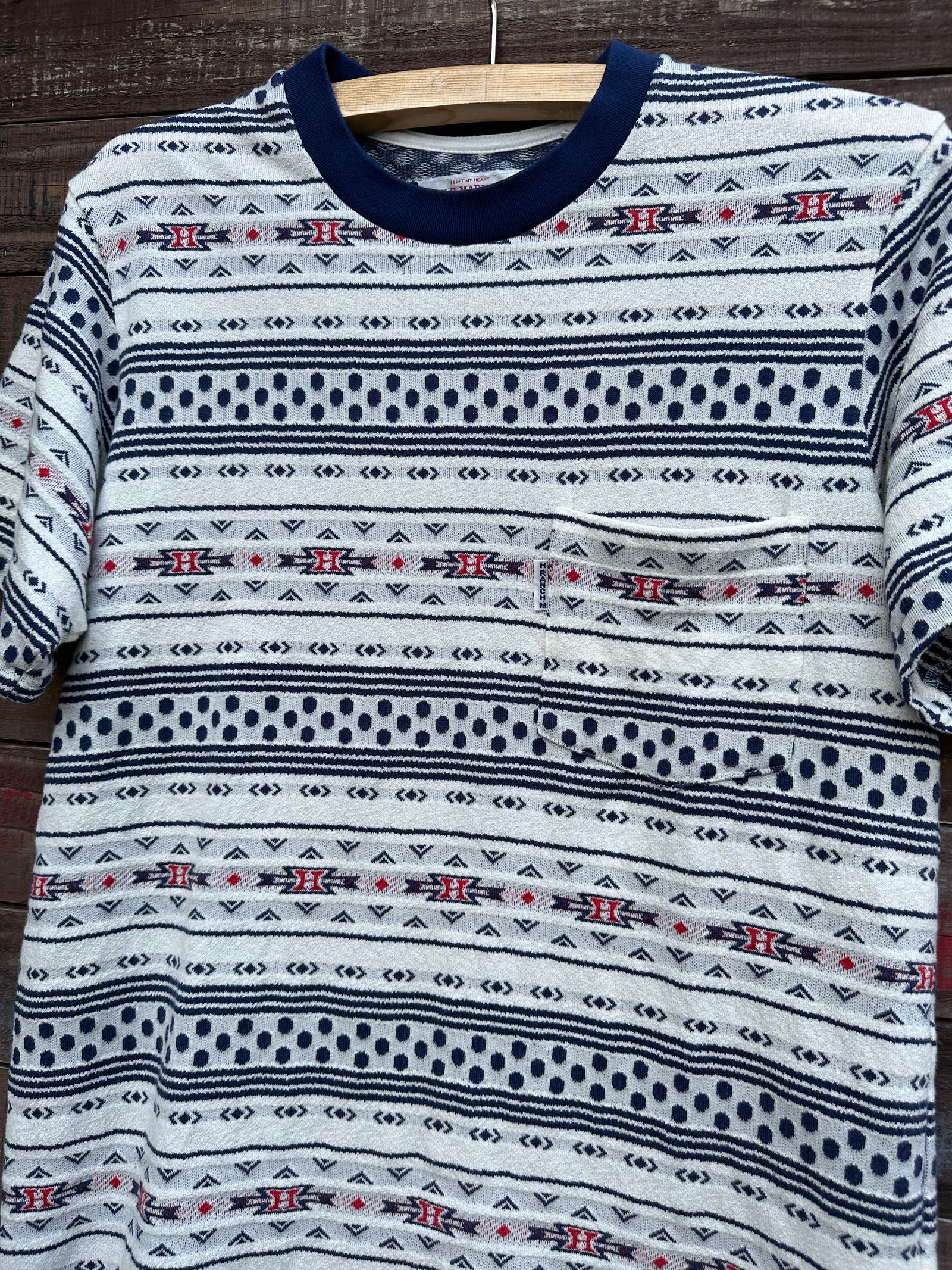 Hネイティブ ドットボーダー ジャガード Tシャツ