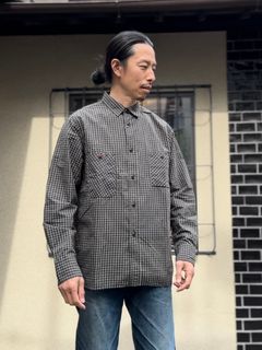 F3489 / グラフチェック ワークシャツ / チャコール