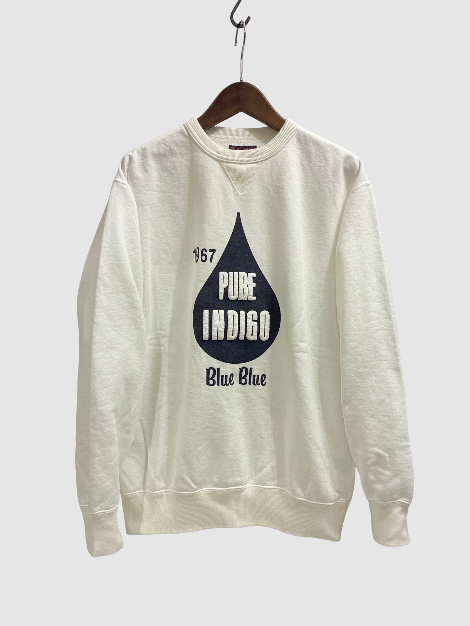 BLUE BLUE インディゴドロップ BB クルーネックスウェット/ ホワイト / ブルーブルー