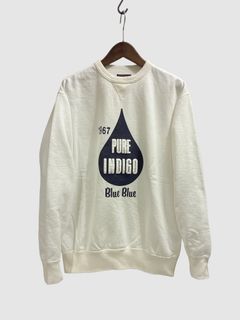 BLUE BLUE インディゴドロップ BB クルーネックスウェット/ ホワイト / ブルーブルー